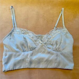 Princess Polly Light Blue Lace Trim Cami Crop Top